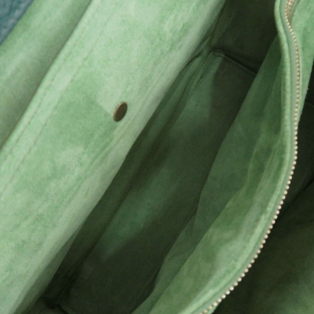 Saint Laurent Muse Two Leather Green Navy Blue Handbag — view 7