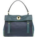 Saint Laurent Muse Two Leather Green Navy Blue Handbag