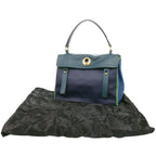 Saint Laurent Muse Two Leather Green Navy Blue Handbag — view 2