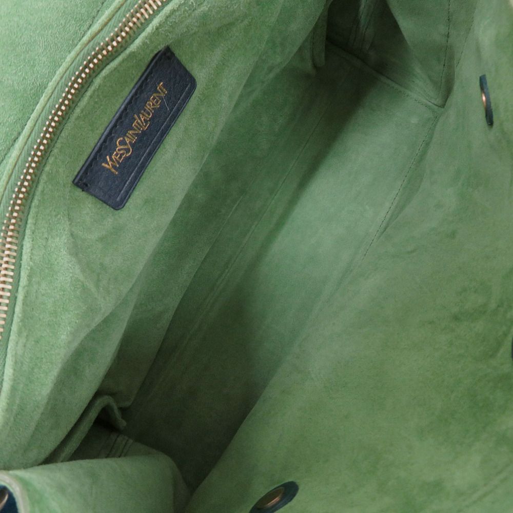Saint Laurent Muse Two Leather Green Navy Blue Handbag — view 6