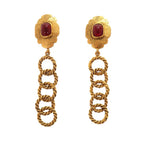 Chanel Vintage Gripoix Metal Glass Gold Red Earrings