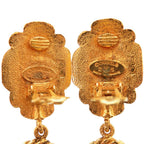 Chanel Vintage Gripoix Metal Glass Gold Red Earrings — view 3