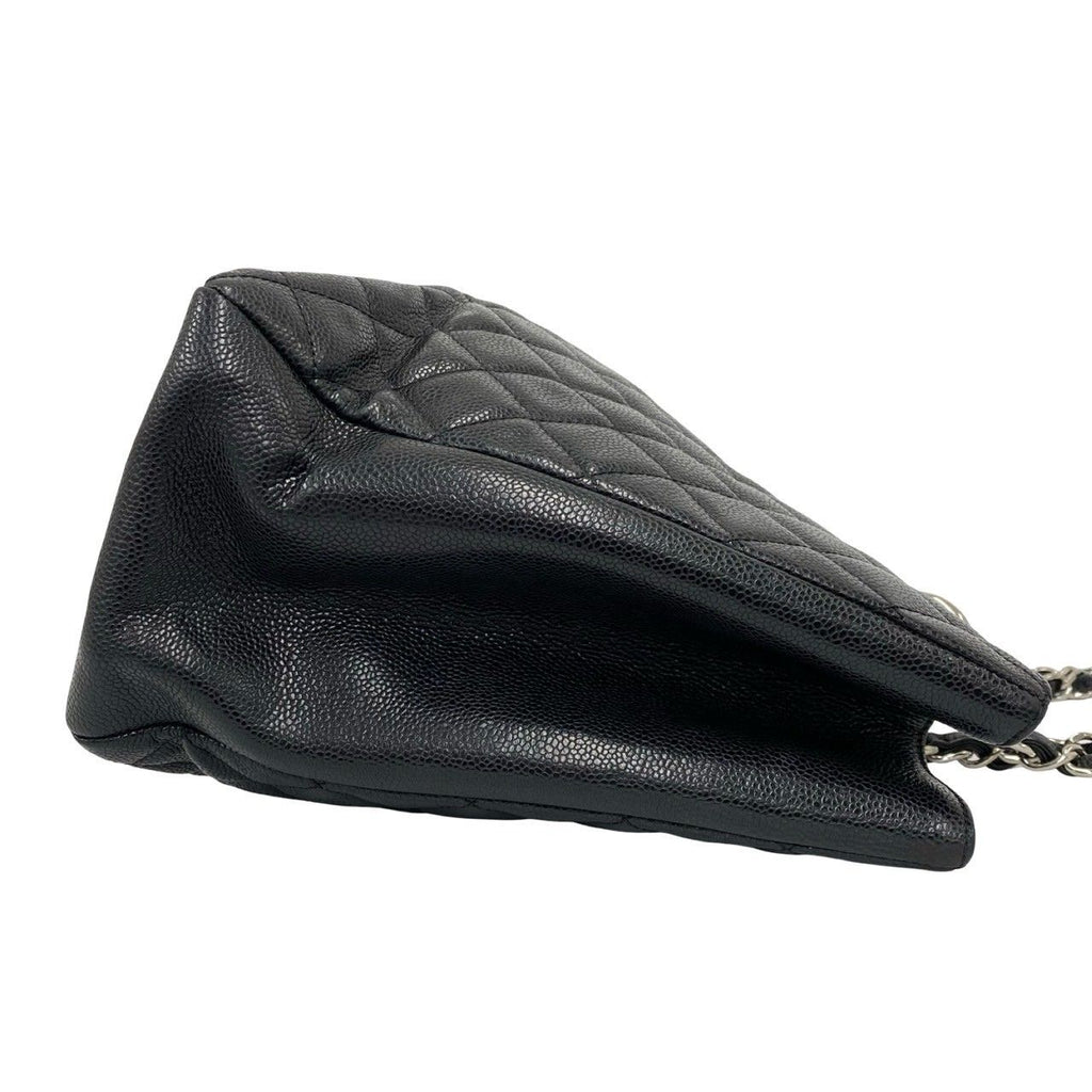 Chanel And Quilted CC Logo Caviar Leather Chain Tote Black — view 6