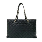 Chanel And Quilted CC Logo Caviar Leather Chain Tote Black — view 3