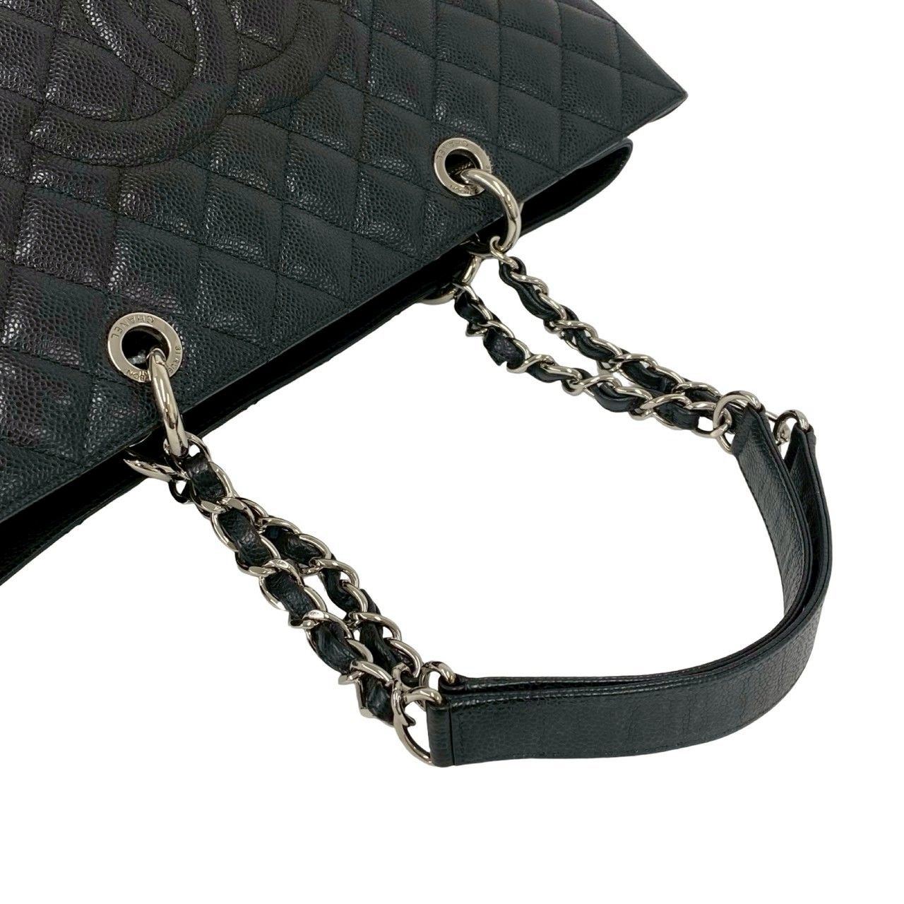 Chanel And Quilted CC Logo Caviar Leather Chain Tote Black — view 4