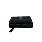 Chanel Box Card with Quilted CC Logo Lambskin Trifold Wallet Black — view 3