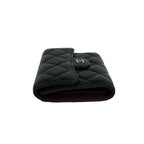 Chanel Box Card with Quilted CC Logo Lambskin Trifold Wallet Black — view 4