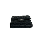 Chanel Box Card with Quilted CC Logo Lambskin Trifold Wallet Black — view 6