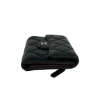 Chanel Box Card with Quilted CC Logo Lambskin Trifold Wallet Black — view 5