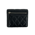 Chanel Box Card with Quilted CC Logo Lambskin Trifold Wallet Black — view 2