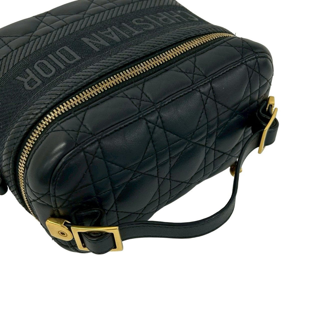 Dior Travel Small Vanity Cannage Leather 2-Way Shoulder Bag Black — view 4