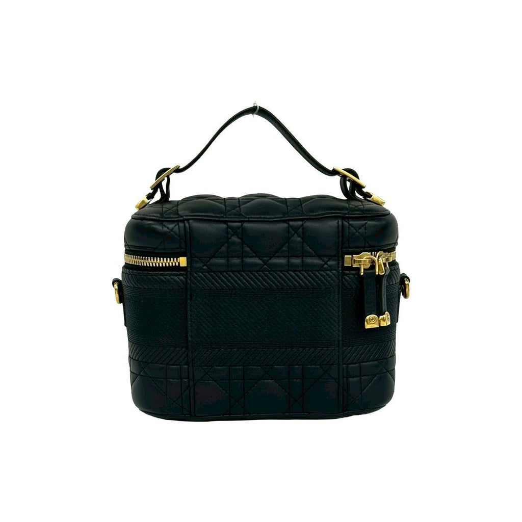 Dior Travel Small Vanity Cannage Leather 2-Way Shoulder Bag Black — view 3