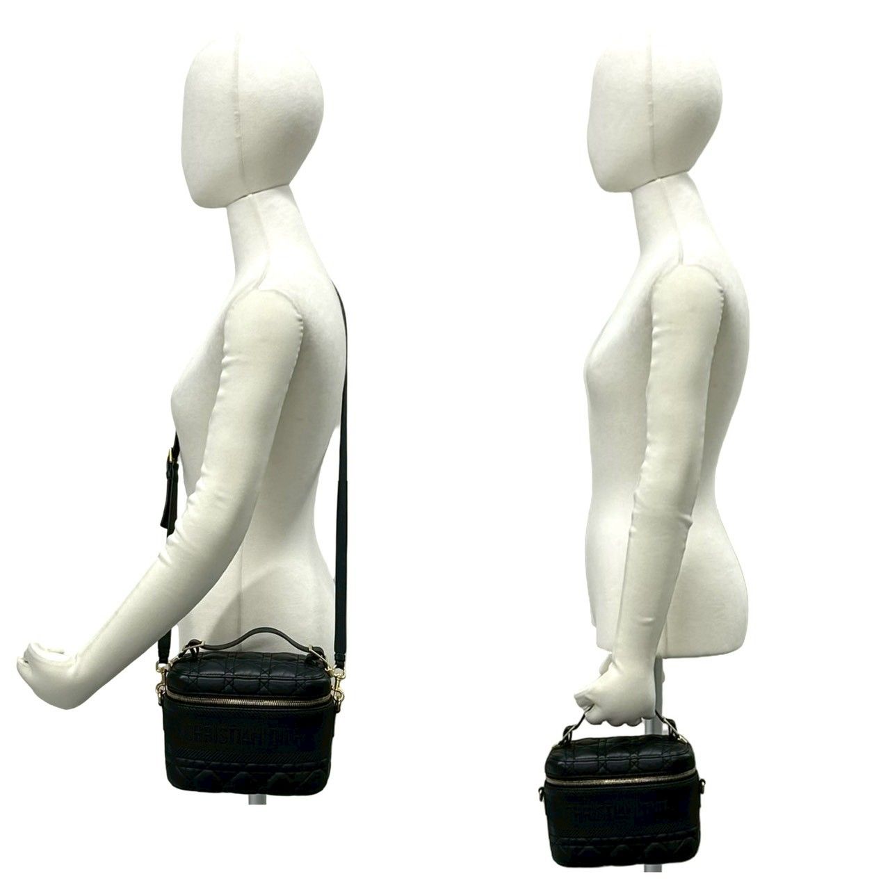 Dior Travel Small Vanity Cannage Leather 2-Way Shoulder Bag Black — view 2