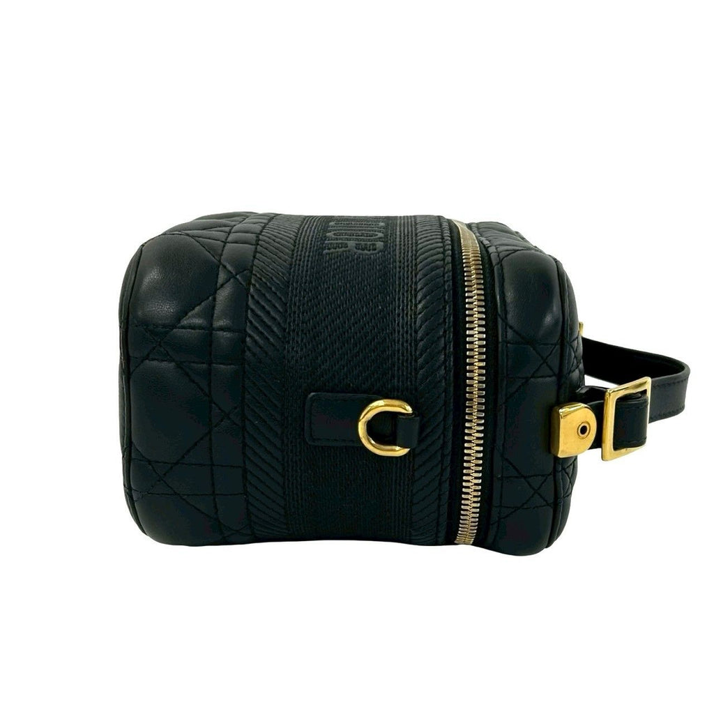 Dior Travel Small Vanity Cannage Leather 2-Way Shoulder Bag Black — view 6