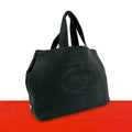 Prada Triangle Logo Perforated Vitello Daino Leather Handbag Mini Tote Black