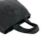 Prada Triangle Logo Perforated Vitello Daino Leather Handbag Mini Tote Black — view 4