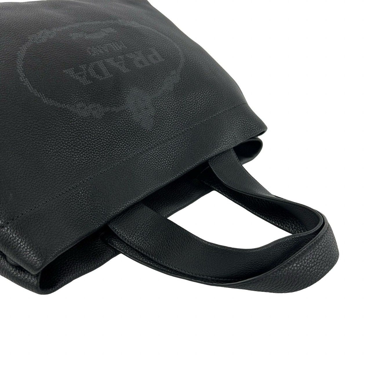 Prada Triangle Logo Perforated Vitello Daino Leather Handbag Mini Tote Black — view 4