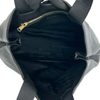 Prada Triangle Logo Perforated Vitello Daino Leather Handbag Mini Tote Black — view 9