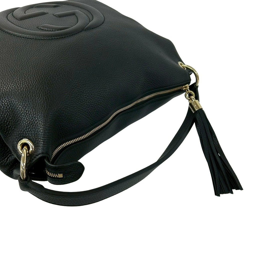 Gucci Soho Interlocking Embossed Leather Tassel 2-Way Shoulder Bag Black — view 4