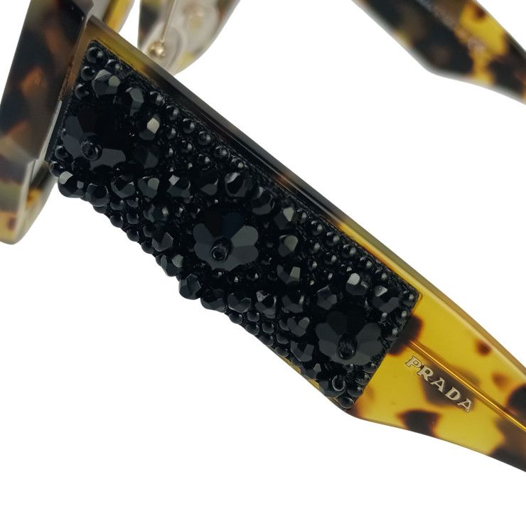 Prada Sunglasses Brown Acetate Tortoiseshell Pattern Gold Eyewear — view 5