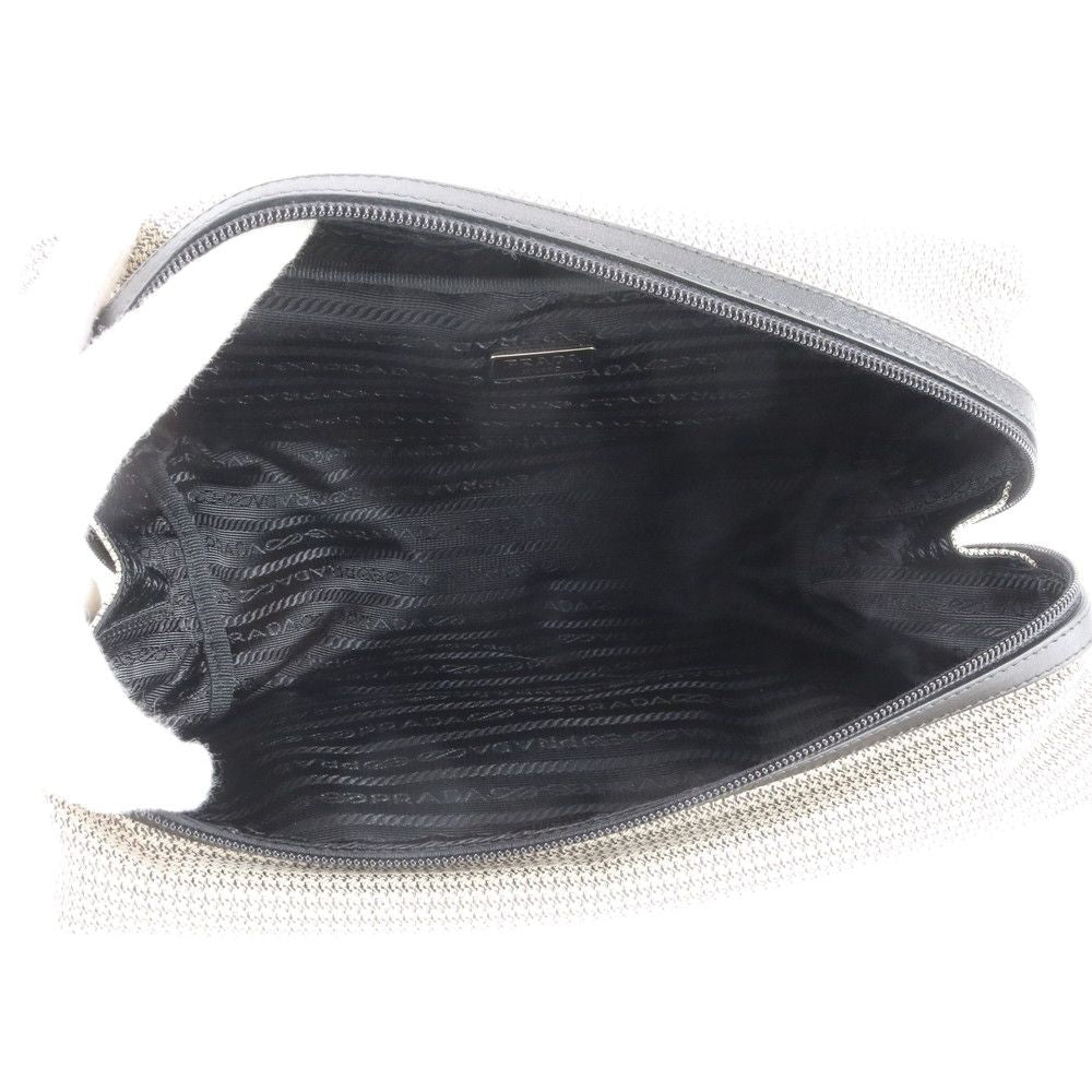 Prada Leather Canvas Clutch Hand Second Pouch — view 6