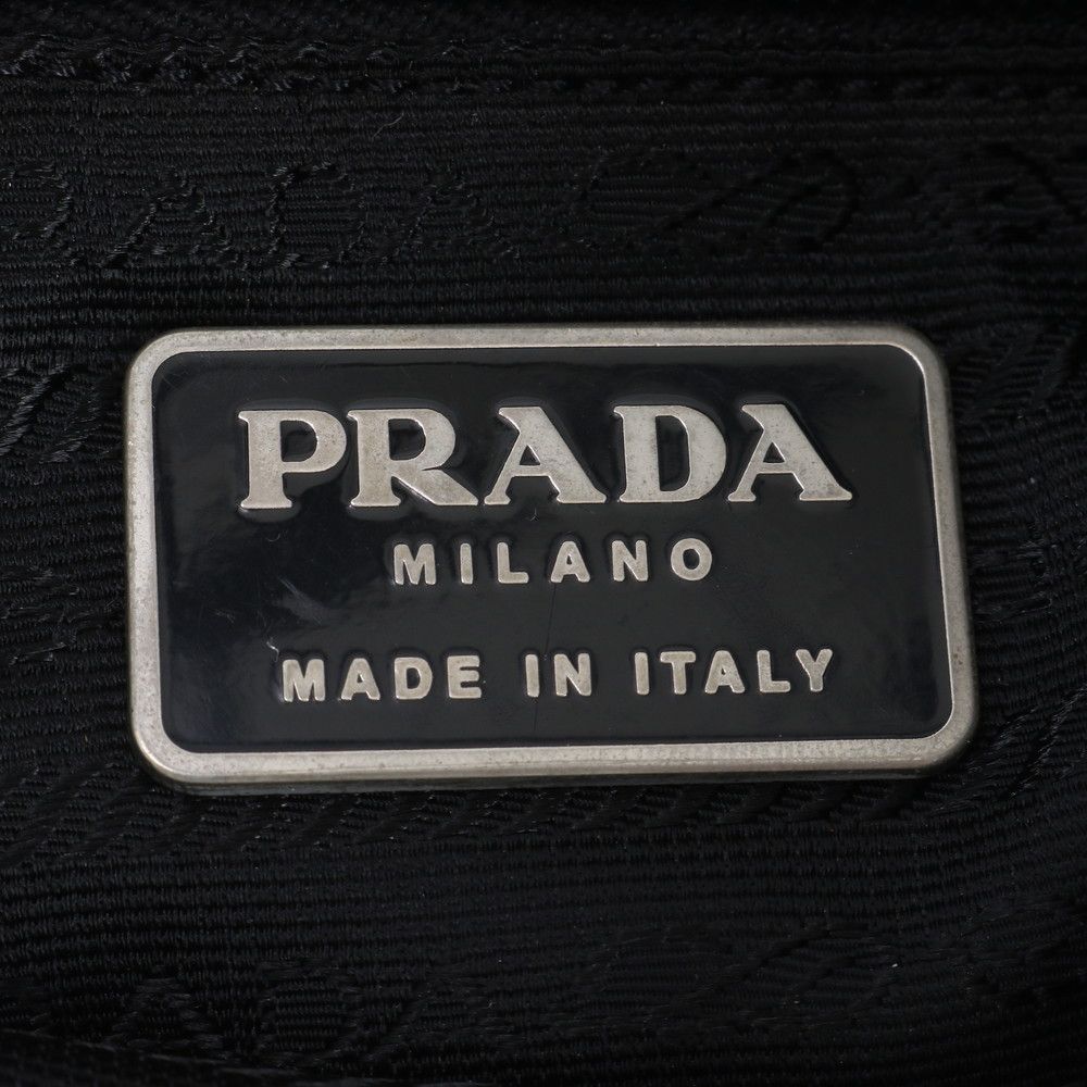 Prada Tessuto Nylon Triangle Logo Leather Shoulder Bag Crossbody Messenger Black — view 8