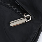 Prada Tessuto Nylon Triangle Logo Leather Shoulder Bag Crossbody Black — view 7