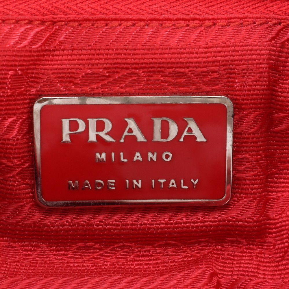 Prada Tessuto Nylon Triangle Logo Leather Shoulder Bag Crossbody — view 8