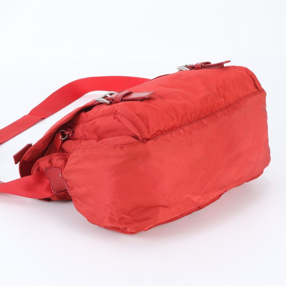 Prada Tessuto Nylon Triangle Logo Leather Shoulder Bag Crossbody — view 5