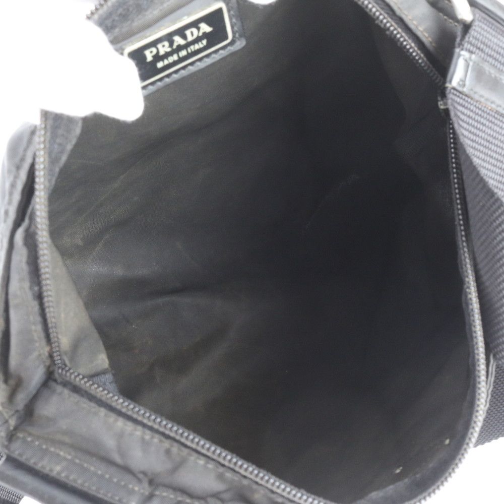 Prada Tessuto Nylon Leather Shoulder Bag Crossbody Messenger Black — view 7