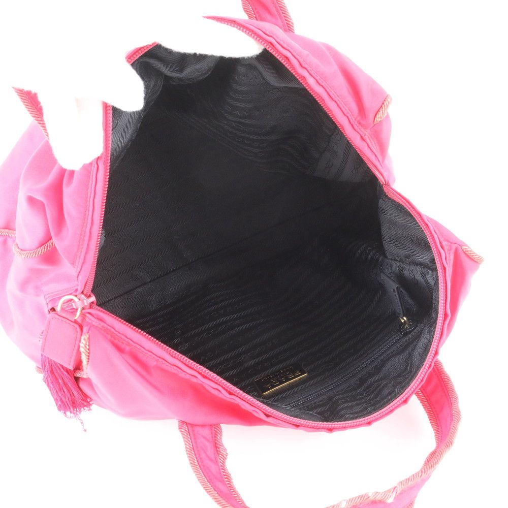Prada Tessuto Nylon Beads Bijoux Logo Handbag Tote — view 7