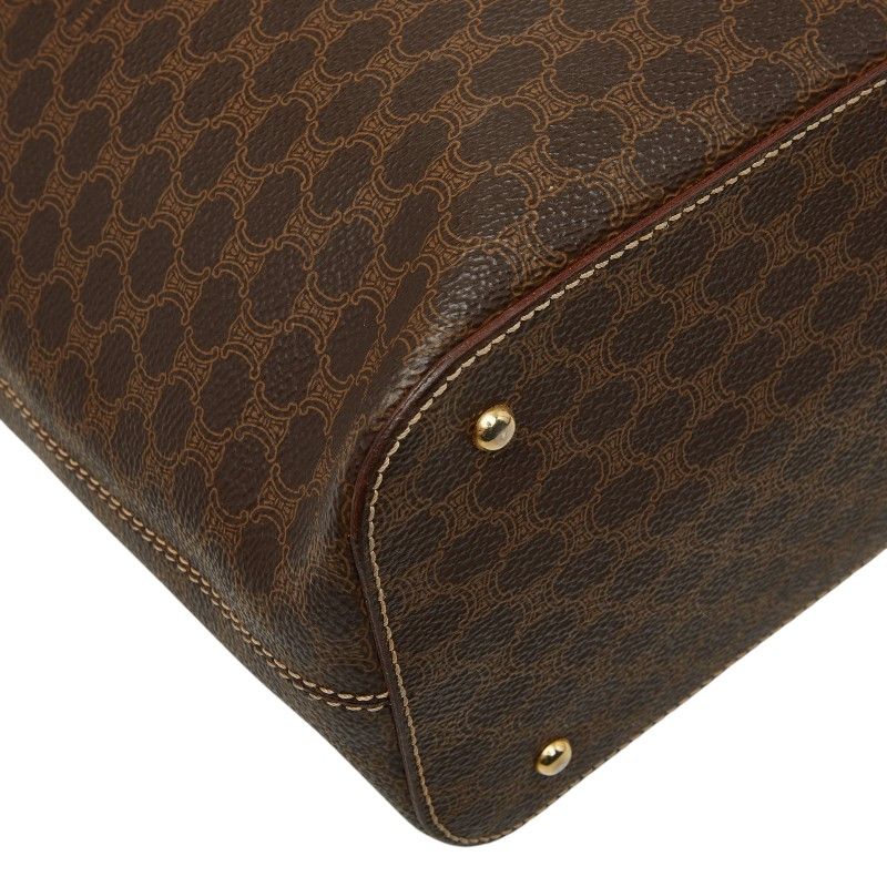 Celine Macadam Logo Handbag Brown Gold Leather — view 5