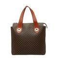 Celine Macadam Logo Handbag Brown Gold Leather