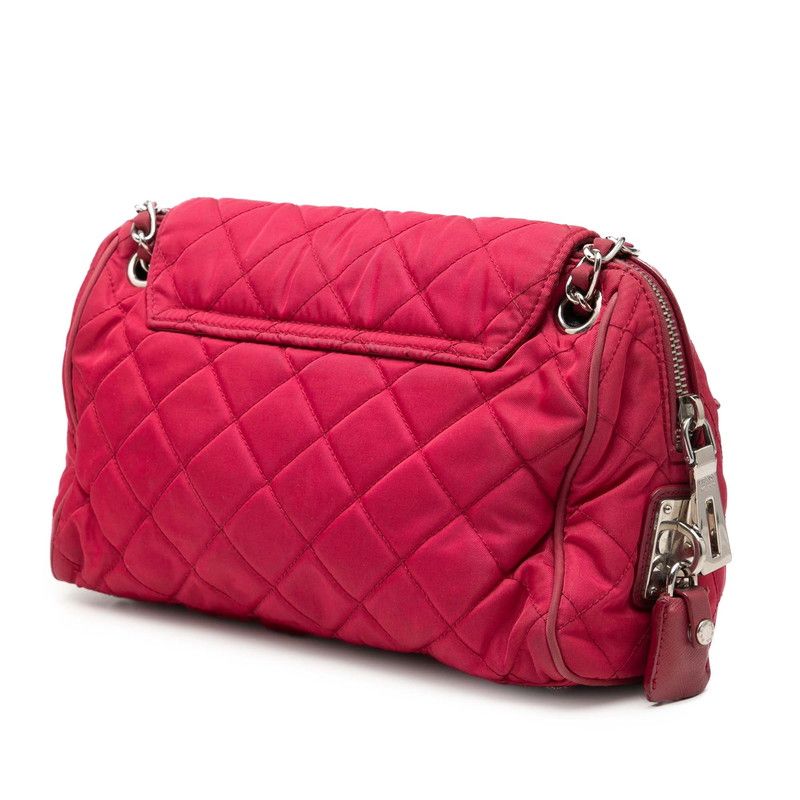 Prada Chain Shoulder Bag Red Nylon — view 2