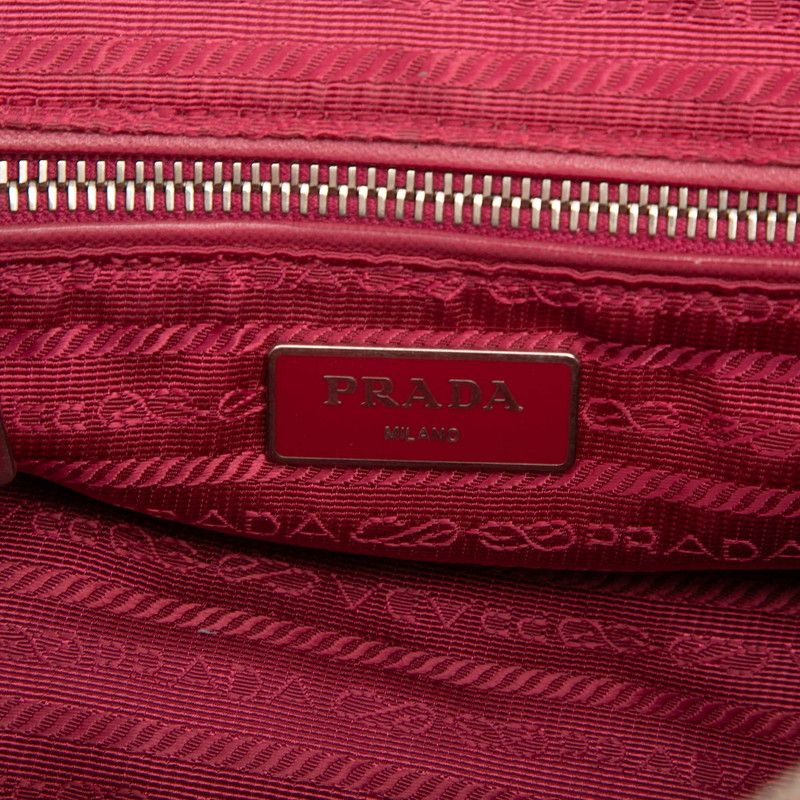Prada Chain Shoulder Bag Red Nylon — view 5