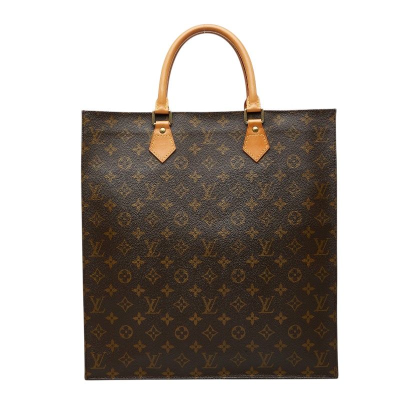 Louis Vuitton Monogram Sac Plat Tote Brown Leather