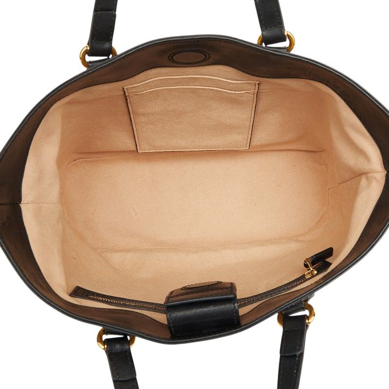 Gucci GG Supreme Beige 2-Way Shoulder Bag Black Leather — view 9