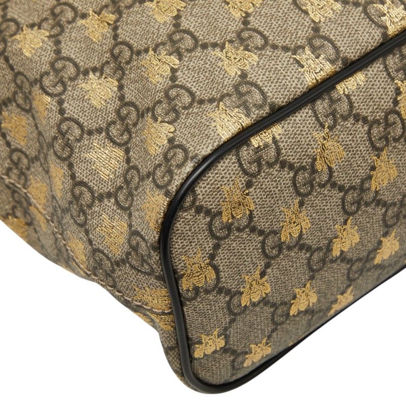 Gucci GG Supreme Beige 2-Way Shoulder Bag Black Leather — view 5