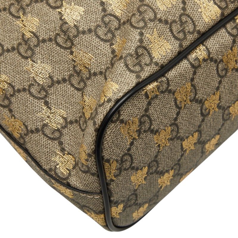 Gucci GG Supreme Beige 2-Way Shoulder Bag Black Leather — view 7