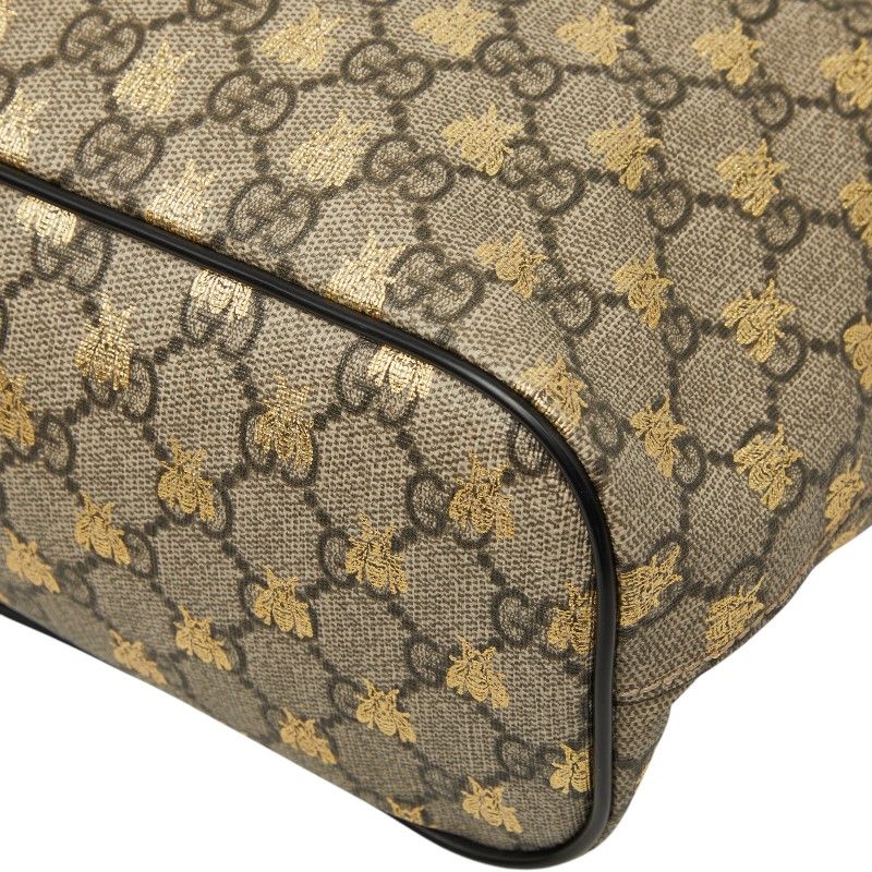 Gucci GG Supreme Beige 2-Way Shoulder Bag Black Leather — view 4