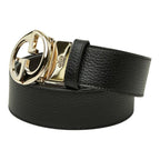 Gucci Interlocking Reversible Belt 75 30 Black Leather Metal — view 2