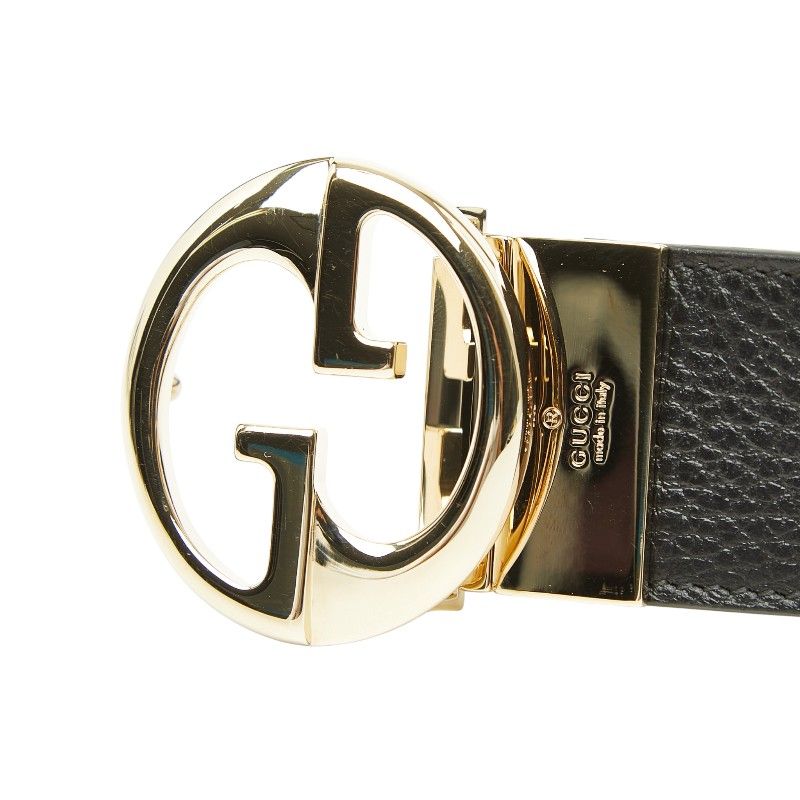 Gucci Interlocking Reversible Belt 75 30 Black Leather Metal — view 4