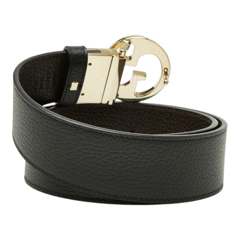 Gucci Interlocking Reversible Belt 75 30 Black Leather Metal — view 3
