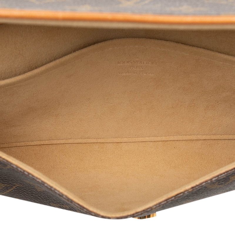 Louis Vuitton Monogram Pochette Twin GM Crossbody Shoulder Bag Brown Leather — view 5