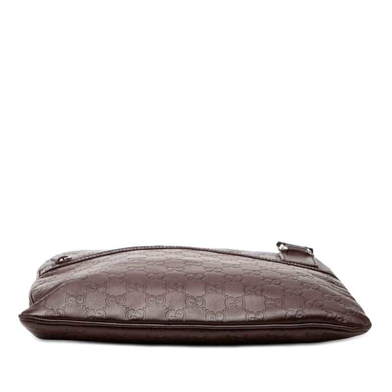 Gucci Guccissima Crossbody Shoulder Bag Dark Brown Leather — view 3