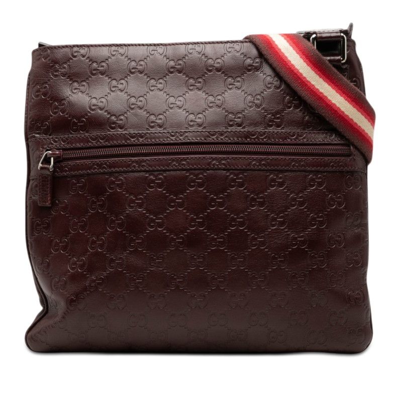 Gucci Guccissima Crossbody Shoulder Bag Dark Brown Leather