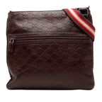 Gucci Guccissima Crossbody Shoulder Bag Dark Brown Leather