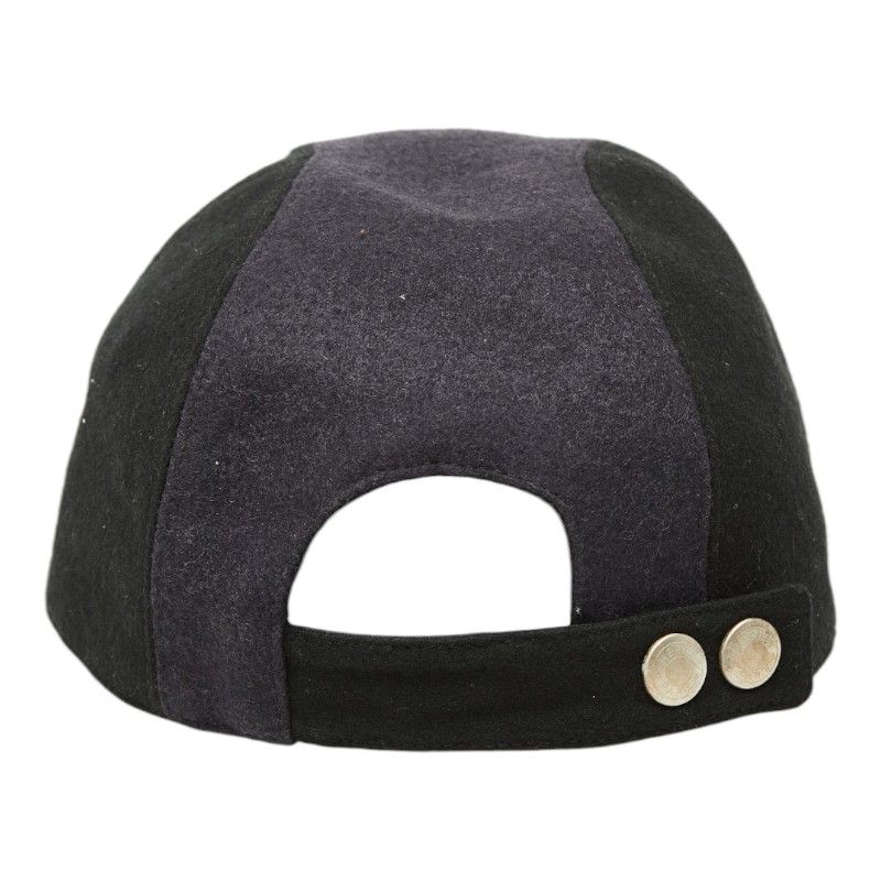 Hermes Series Cap 60 Navy Black Wool Leather — view 3