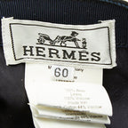 Hermes Series Cap 60 Navy Black Wool Leather — view 4
