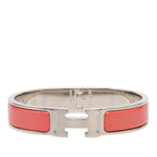 Hermes Click PM Enamel Bracelet Bangle Pink Silver Metal